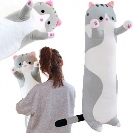 Pliušinis žaislas - pagalvė Katinas (pilkas), 70 cm