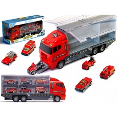 TIR sunkvežimis su 6 gaisrinės automobiliais